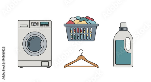 Laundry washing machine and supplies.