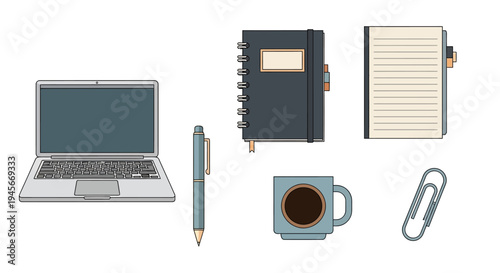 Office supplies and technology on desk.