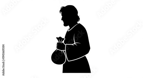 Judas Iscariot with Money Bag Silhouette