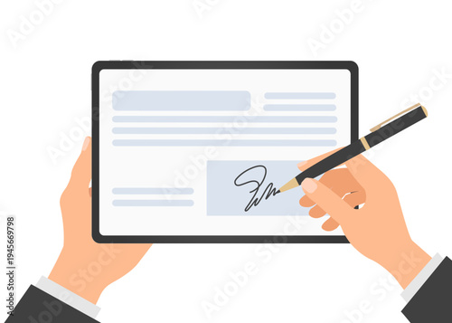 Electronic signature on tablet, signing digital document