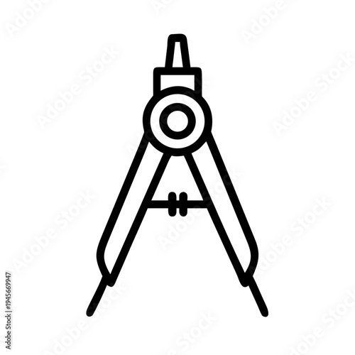 Compass drawing tool vector icon for geometry math circle design architect engineering and construction use