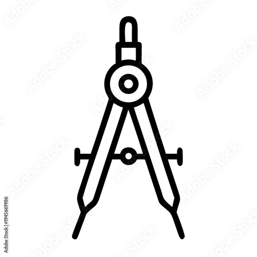 Compass drawing tool vector icon for geometry mathematics architecture and engineering design tool symbol