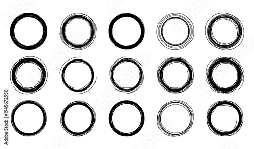 Black Highlighter Circle Frame Doodle Vector Pack