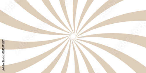 Sunlight rays brown and white color burst background. Sun beam ray sunburst wallpaper. Retro bright backdrop. Vintage poster vector illustration