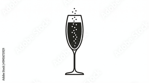 Minimalist Champagne Toast Icon with Bubble Effervescence