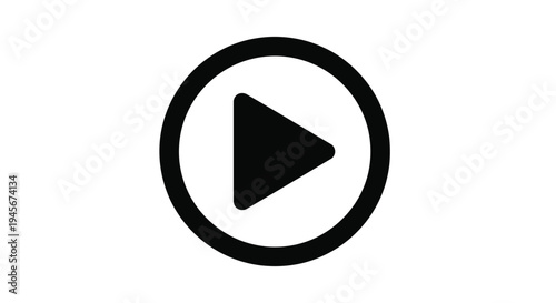 Simple play button icon within a circle stark black silhouette
