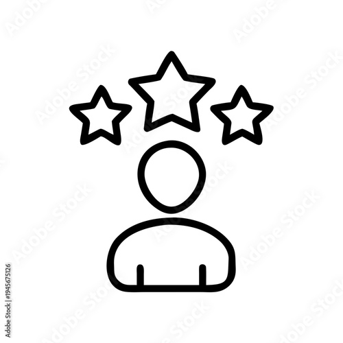 Person with stars rating icon vector illustration for feedback reputation and customer satisfaction concept