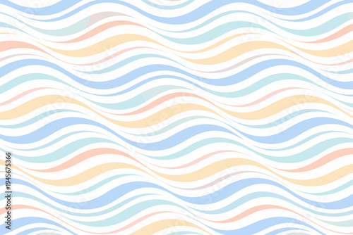 Seamless Abstract Wave Pattern Background with Pastel Colored Undulating Lines on White, Modern Minimalist Geometric Vector Illustration for Wallpaper, Fabric Print, and Web Design Backdrop