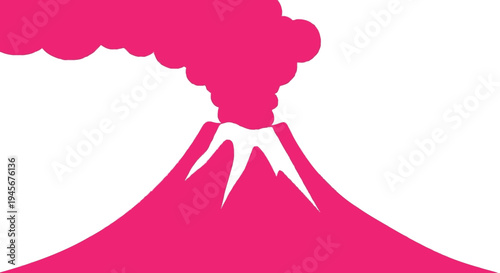 Volcano Erupting with Pink Smoke Illustration.