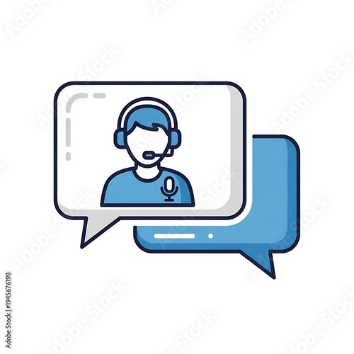 Wallpaper Mural A customer service representative wearing a headset speaks through a speech bubble. Torontodigital.ca