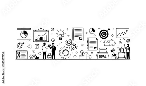 Modern project development banner vector illustration for business workflow innovation and marketing strategy