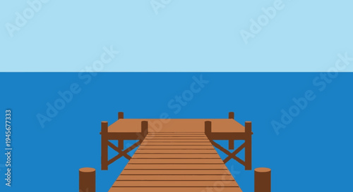 Wooden Dock Extending into Calm Water.