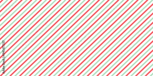 Candy cane striped pattern. Seamless Christmas background. Peppermint wrapping print with diagonal lines. Cute caramel package texture. Xmas holiday geometric backdrop. Vector illustration.