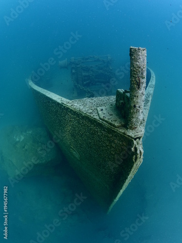  shipwreck scenery underwater ship wreck deep blue water ocean scenery of metal underwater scuba divers to explore