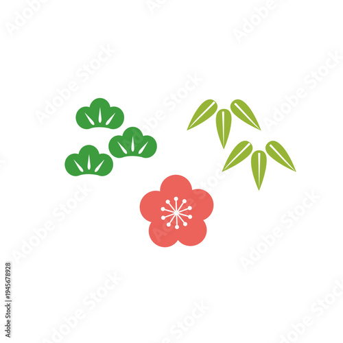 松竹梅のシンプルなイラスト　年賀状2027
