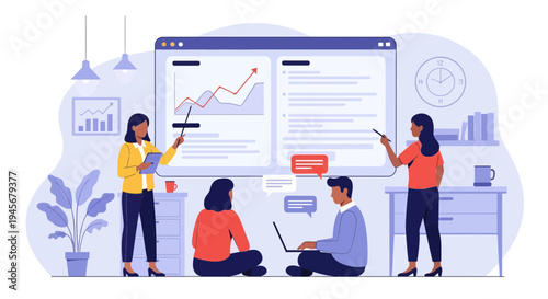 Business Team Collaboration Online Financial Analysis Presentation