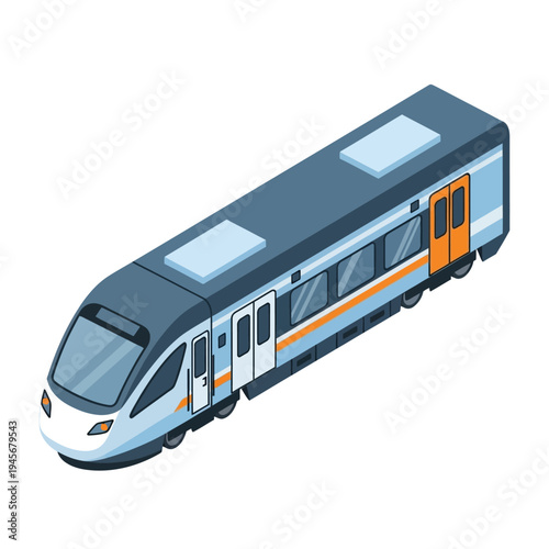 Modern High Speed Train Traveling on Tracks.