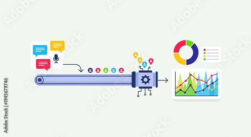 Data Processing Pipeline with Analytics Icons