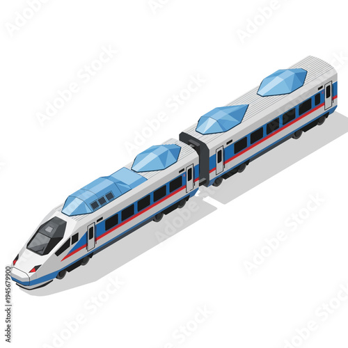 Modern High-Speed Train with Sleek Design and Blue Accents.