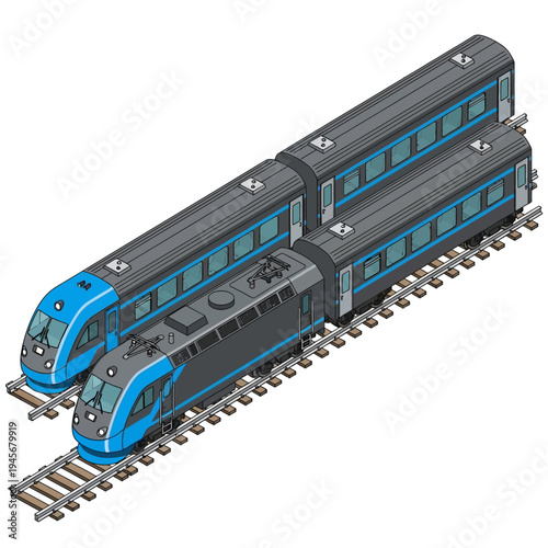 Modern High-Speed Trains on Tracks.