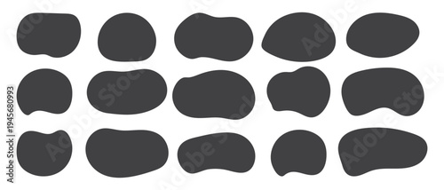 Set of doodle frames. Black flat text box silhouette. Speech bubble collection. Vector.