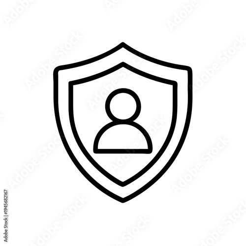 User account security and protection shield icon for data privacy and personal information safety online 
