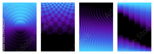 Vector illustration collection - trendy abstract creative minimalist prints and compositions with bright gradient colors - design templates for social media posts and stories, posters and banners