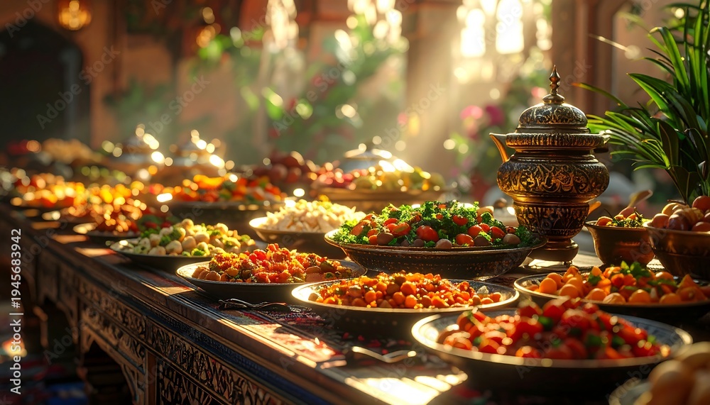 Fototapeta premium Exquisite Buffet Display - A Culinary Feast of Delights.