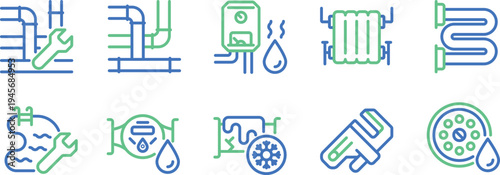 Illustrations of various household plumbing and water treatment devices