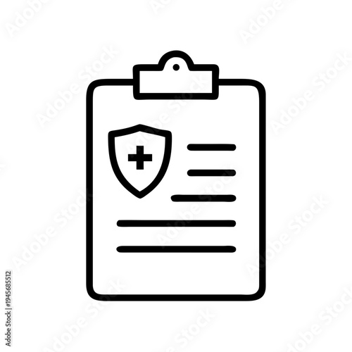Medical insurance form healthcare document with shield and cross vector icon illustration design 