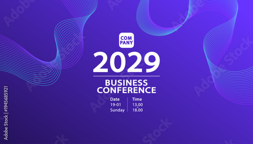 Modern abstract background with blue and purple gradient dynamic wave lines and copy space for business