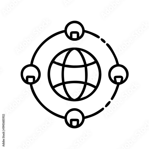 Global network connection icon for international business and communication technology worldwide concept design