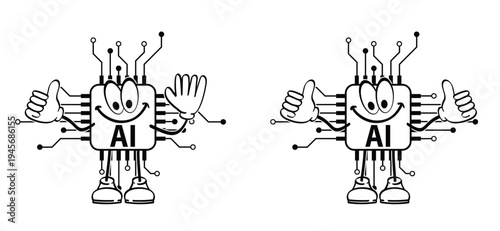 Artificial intelligence AI pictogram. Technology related to artificial intelligence, computers and systems that are intelligent, graphic of robot. Cartoon ai generated concept. AI generator, mascotte.