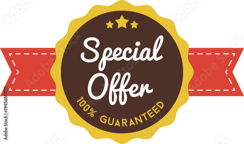 Eye-catching special offer badge with a 100 percent guaranteed discount promotion