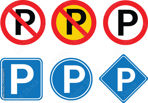 Free Download Parking and No Parking Traffic Signs Set Vector Isolated Transparent Background - GFXLoad