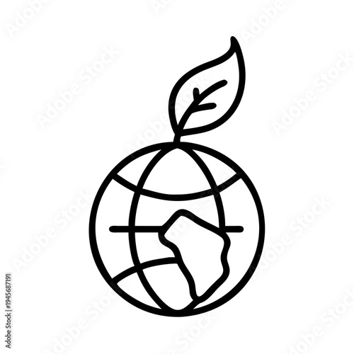 Eco friendly earth globe with leaf vector illustration for sustainable environment and green energy concept