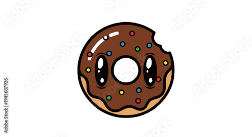 Chocolate Donut with Sprinkles and Bite Taken.