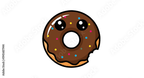 Chocolate Donut with Sprinkles and Eyes.
