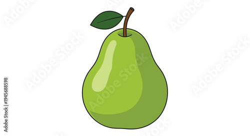 Fresh green pear with leaf illustration