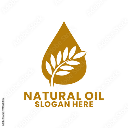 Natural Oil Drop Leaf Logo Design for Organic Products. Natural Oil logo design