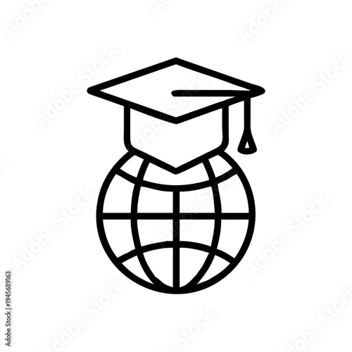Global education icon vector illustration representing international learning and graduation concept design