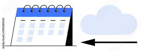 Cloud backup concept. Cloud backup integrates data storage and organization schedules. Cloud backup ensures secure, efficient workflow management. For business, scheduling, time management, storage