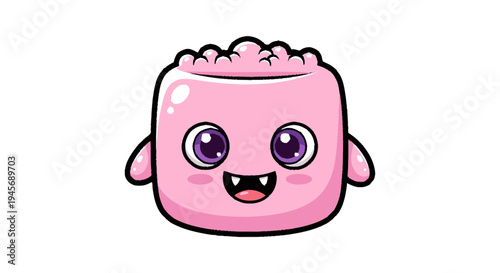 Pink Cartoon Character with Big Eyes.