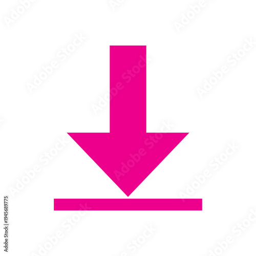 Canvas Print Vibrant pink download graphic depicting a downward-pointing arrow above a horizontal line, conveying the concept of retrieving information or digital assets