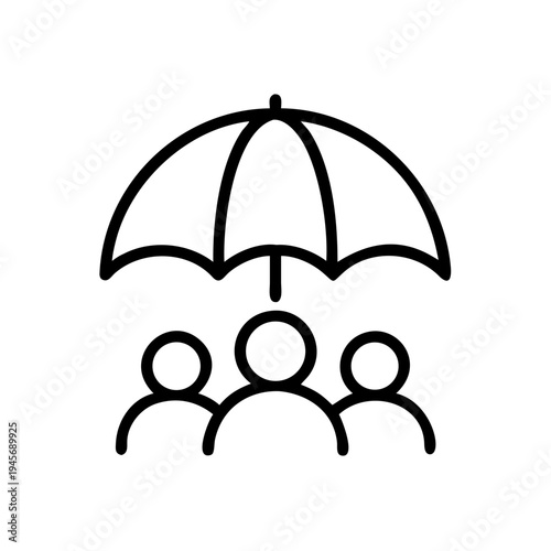 Insurance protection coverage for group family health life travel home business security and safety symbol icon