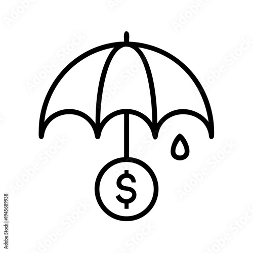 Financial protection umbrella icon for business insurance and investment safety concept vector design