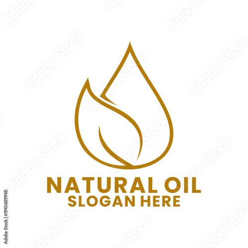 Natural Oil Leaf Drop Logo for Organic Beauty and Wellness Brands. Oil line logo design template