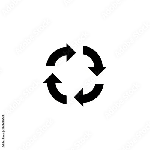 A circular arrow icon representing a refresh or recycle symbol on a white background.