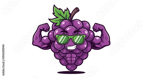 Strong Cartoon Blackberry Character with Sunglasses.