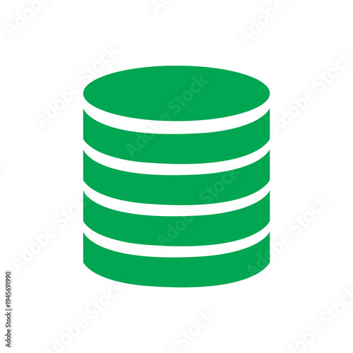 Tablou pe pânză Green database cylinder graphic symbolizes secure data archiving and system backup solutions on a clean white backdrop